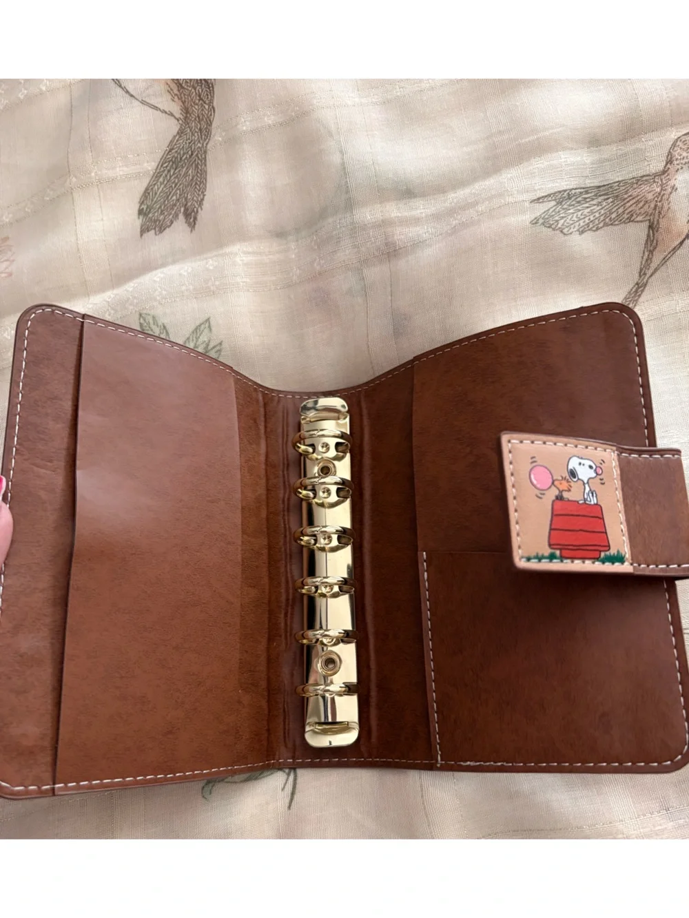Tan Leather Snoopy Panel Notebook Cover